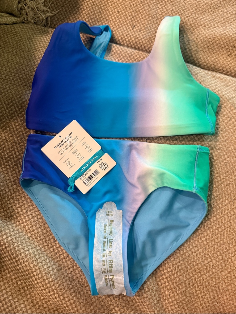 Athleta Girls Blue to Green Ombre Two-Piece Swim Set